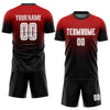 Maxcorners Custom Red White-Black Sublimation Fade Fashion Soccer Uniform Jersey LM2605