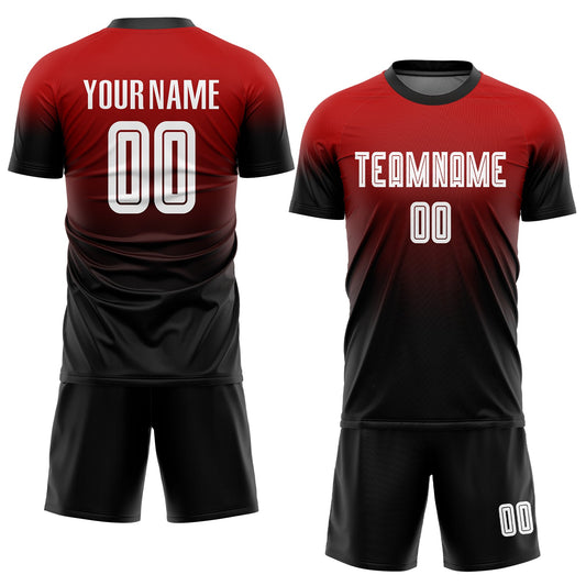 Maxcorners Custom Red White-Black Sublimation Fade Fashion Soccer Uniform Jersey LM2605