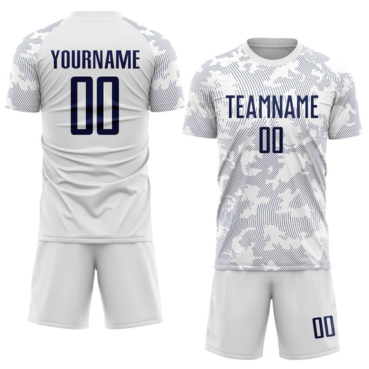 Maxcorners Custom White Navy Sublimation Soccer Uniform Jersey LM2605