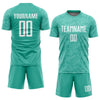 Maxcorners Custom Aqua White Sublimation Soccer Uniform Jersey LM2605
