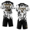 Maxcorners Custom White Black-Old Gold Sublimation Soccer Uniform Jersey LM2605