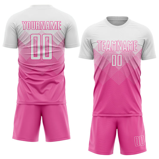 Maxcorners Custom Pink White Sublimation Soccer Uniform Jersey LM2605