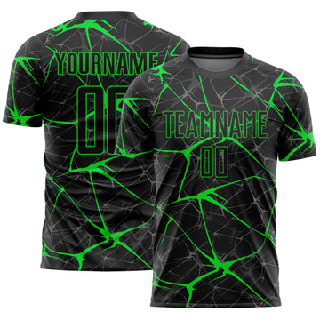 Maxcorners Custom Black Neon Green Sublimation Soccer Uniform Jersey LM2605