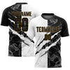 Maxcorners Custom Graffiti Pattern Black-Old Gold Scratch Sublimation Soccer Uniform Jersey LM2605