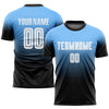 Maxcorners Custom Powder Blue White-Black Sublimation Fade Fashion Soccer Uniform Jersey LM2605