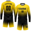 Maxcorners Custom Gold Black Sublimation Long Sleeve Fade Fashion Soccer Uniform Jersey LM2605