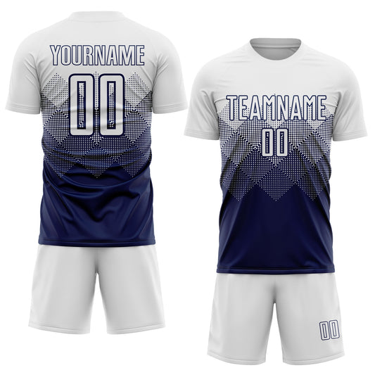 Maxcorners Custom Navy White Sublimation Soccer Uniform Jersey LM2605