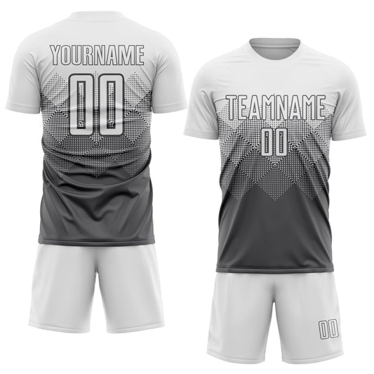 Maxcorners Custom Steel Gray White Sublimation Soccer Uniform Jersey LM2605