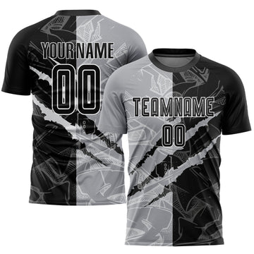 Maxcorners Custom Graffiti Pattern Black-Gray Scratch Sublimation Soccer Uniform Jersey LM2605