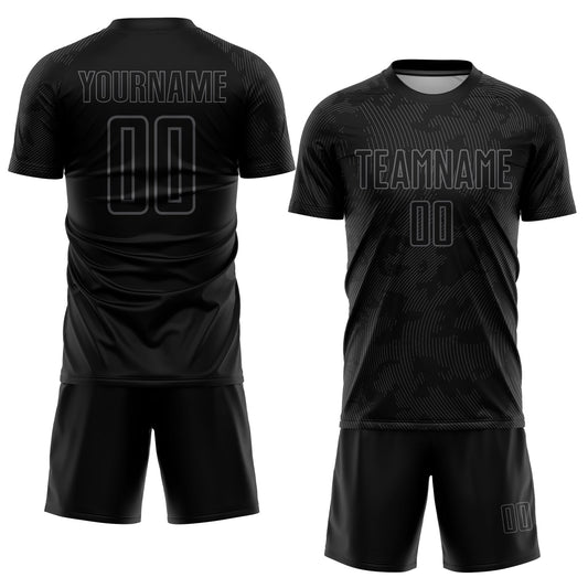 Maxcorners Custom Black Gray Sublimation Soccer Uniform Jersey LM2605