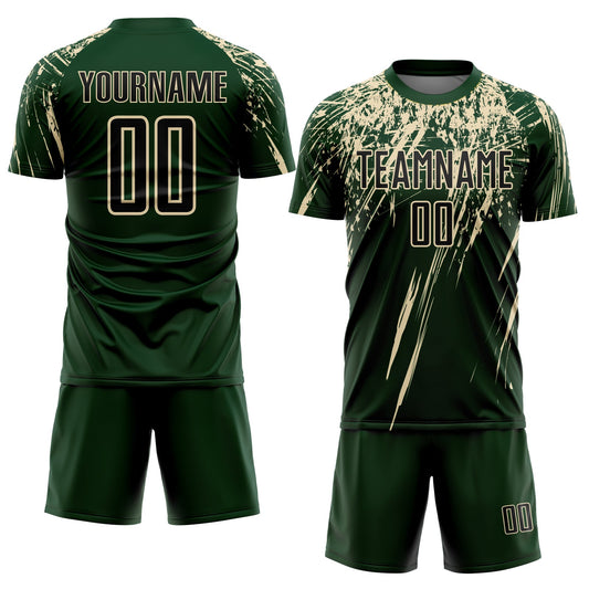 Maxcorners Custom Green Black-Cream Sublimation Soccer Uniform Jersey LM2605