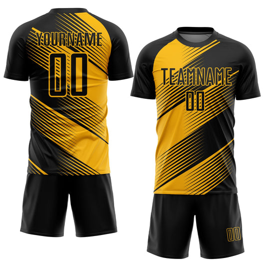 Maxcorners Custom Gold Black Sublimation Soccer Uniform Jersey LM2605 6