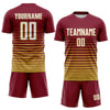 Maxcorners Custom Crimson White-Old Gold Gradient Pinstripe Sublimation Soccer Uniform Jersey LM2605