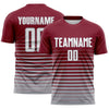 Maxcorners Custom Crimson White-Gray Gradient Pinstripe Sublimation Soccer Uniform Jersey LM2605