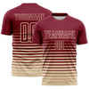 Maxcorners Custom Crimson Cream Gradient Pinstripe Sublimation Soccer Uniform Jersey LM2605