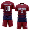 Maxcorners Custom Crimson White-Navy Gradient Pinstripe Sublimation Soccer Uniform Jersey LM2605