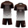 Maxcorners Custom Brown White Gradient Pinstripe Sublimation Soccer Uniform Jersey LM2605