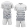 Maxcorners Custom White Gray Gradient Pinstripe Sublimation Soccer Uniform Jersey LM2605