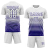 Maxcorners Custom White Dark Purple Gradient Pinstripe Sublimation Soccer Uniform Jersey LM2605