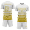 Maxcorners Custom White Old Gold Gradient Pinstripe Sublimation Soccer Uniform Jersey LM2605