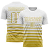 Maxcorners Custom White Old Gold Gradient Pinstripe Sublimation Soccer Uniform Jersey LM2605