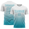 Maxcorners Custom White Teal Gradient Pinstripe Elite Sublimation Soccer Uniform Jersey LM2605