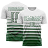 Maxcorners Custom White Green Gradient Pinstripe Sublimation Soccer Uniform Jersey LM2605