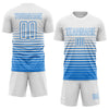 Maxcorners Custom White Powder Blue Gradient Pinstripe Sublimation Soccer Uniform Jersey LM2605