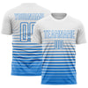 Maxcorners Custom White Powder Blue Gradient Pinstripe Sublimation Soccer Uniform Jersey LM2605