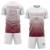 Maxcorners Custom White Burgundy Gradient Pinstripe Sublimation Soccer Uniform Jersey LM2605