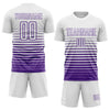 Maxcorners Custom White Purple Gradient Pinstripe Sublimation Soccer Uniform Jersey LM2605