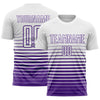 Maxcorners Custom White Purple Gradient Pinstripe Sublimation Soccer Uniform Jersey LM2605
