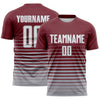 Maxcorners Custom Burgundy White-Gray Gradient Pinstripe Sublimation Soccer Uniform Jersey LM2605