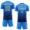Maxcorners Custom Powder Blue White-Navy Gradient Pinstripe Sublimation Soccer Uniform Jersey LM2605