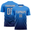 Maxcorners Custom Powder Blue White-Navy Gradient Pinstripe Sublimation Soccer Uniform Jersey LM2605