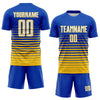 Maxcorners Custom Thunder Blue White-Yellow Gradient Pinstripe Sublimation Soccer Uniform Jersey LM2605