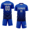 Maxcorners Custom Thunder Blue White-Navy Gradient Pinstripe Sublimation Soccer Uniform Jersey LM2605
