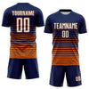 Maxcorners Custom Navy White-Bay Orange Gradient Pinstripe Sublimation Soccer Uniform Jersey LM2605