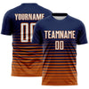 Maxcorners Custom Navy White-Bay Orange Gradient Pinstripe Sublimation Soccer Uniform Jersey LM2605