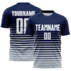 Maxcorners Custom Navy White-Silver Gradient Pinstripe Sublimation Soccer Uniform Jersey LM2605