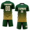 Maxcorners Custom Green White-Old Gold Gradient Pinstripe Sublimation Soccer Uniform Jersey LM2605