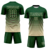 Maxcorners Custom Green Cream Gradient Pinstripe Sublimation Soccer Uniform Jersey LM2605
