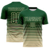 Maxcorners Custom Green Cream Gradient Pinstripe Sublimation Soccer Uniform Jersey LM2605