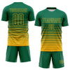 Maxcorners Custom Kelly Green Gold Gradient Pinstripe Sublimation Soccer Uniform Jersey LM2605