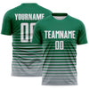 Maxcorners Custom Kelly Green White-Gray Gradient Pinstripe Sublimation Soccer Uniform Jersey LM2605