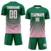 Maxcorners Custom Kelly Green White-Light Pink Gradient Pinstripe Sublimation Soccer Uniform Jersey LM2605