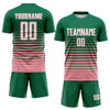 Maxcorners Custom Kelly Green White-Medium Pink Gradient Pinstripe Sublimation Soccer Uniform Jersey LM2605