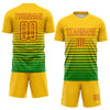 Maxcorners Custom Yellow Red-Grass Green Gradient Pinstripe Sublimation Soccer Uniform Jersey LM2605