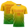 Maxcorners Custom Yellow Red-Grass Green Gradient Pinstripe Sublimation Soccer Uniform Jersey LM2605