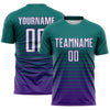 Maxcorners Custom Teal White-Purple Gradient Pinstripe Sublimation Soccer Uniform Jersey LM2605